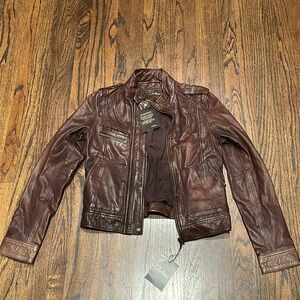 Cole Haan, super soft leather jacket, brown, never worn, size small